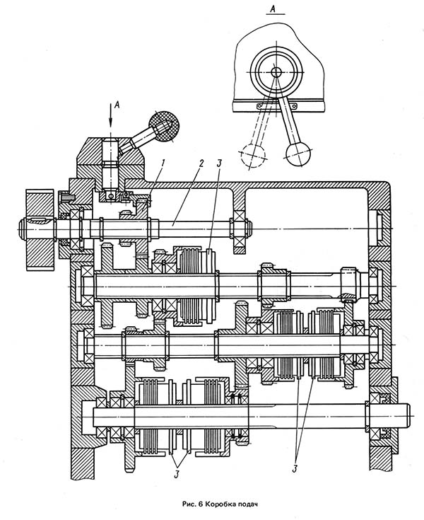 Коробка подач токарно-револьверного верстата 1г340п